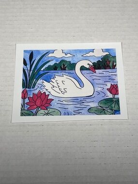 Swan in a Lake Watercolor Painting Art Print Vinyl Cut Sticker